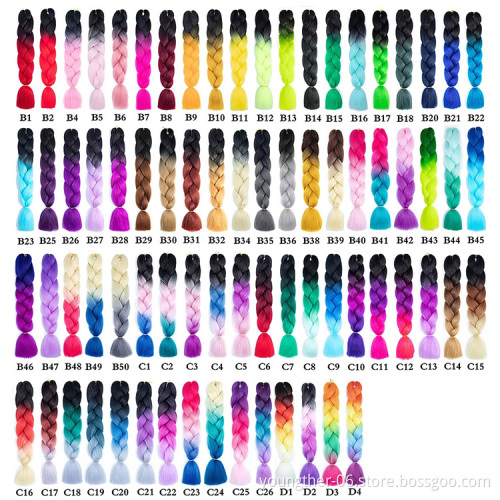 Wholesale 24 inch Jumbo Braiding Hair 100g Sample Hair  Crochet Pre Braided Synthetic Hair Extensions